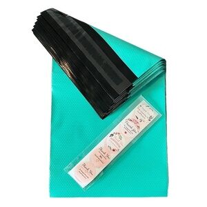 15 Embossed 6x9 Poly Mailers, Teal & 15 Thank you Stickers
